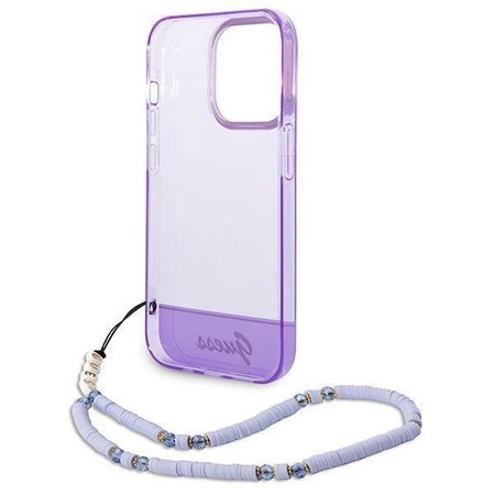Guess Translucent Pearl Strap - Etui iPhone 14 Pro Max (fioletowy)