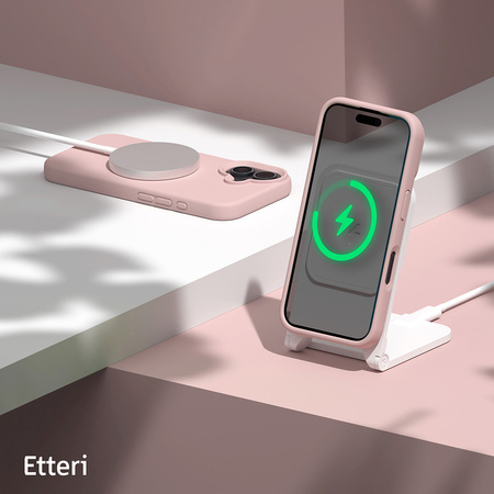 Nakładka Etteri Silicone Mag do iPhone 16 6,1" jasnoróżowa