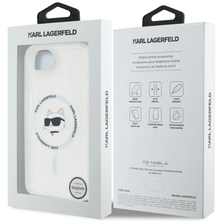 Karl Lagerfeld IML Metal Choupette Head MagSafe iPhone 16e Hülle - Weiß
