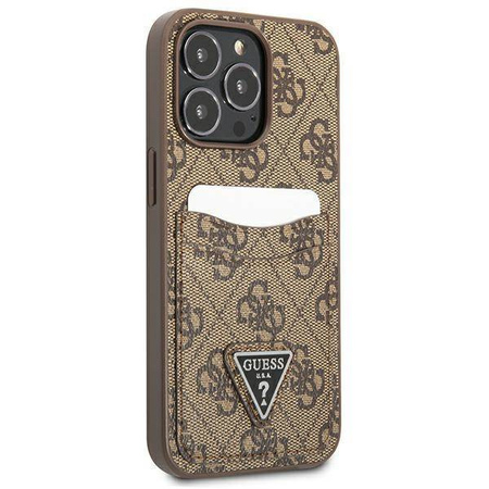 Schutzhülle IPHONE 13 PRO Guess Hardcase 4G Triangle Logo Cardslot (GUHCP13LP4TPW) braun