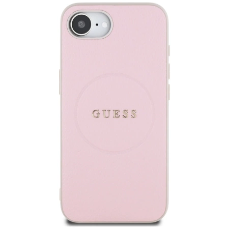 Guess Grained Ring MagSafe iPhone 16e Hülle - Rosa