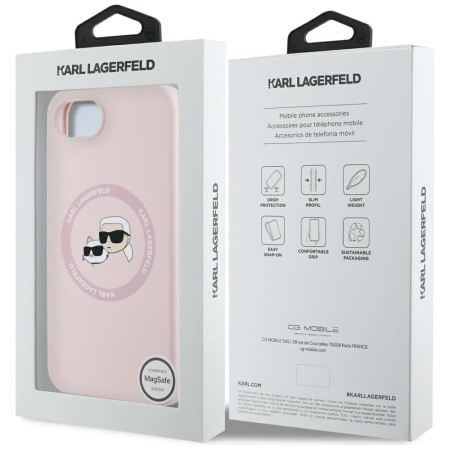 Karl Lagerfeld Silicone Karl&amp;Choupette Heads MagSafe iPhone 16e Case - Pink