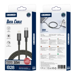 JELLICO kabel B28 USB-C - Lightning PD 30W 1M Czarny