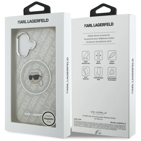 Etui Karl Lagerfeld IML Karl Head Logo MagSafe na iPhone 17 - szare