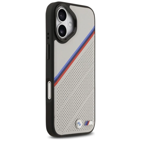 Etui BMW M Tricolor Metal Logo MagSafe do iPhone 17 - szare