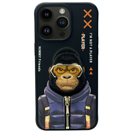 Nimmy etui iPhone 15 Pro Max 6.7"         czarny/black Cool&Cute 2.0 Monkey