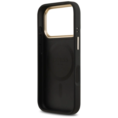 Etui Guess Peony Hot Stamp MagSafe na iPhone 17 Pro - czarne