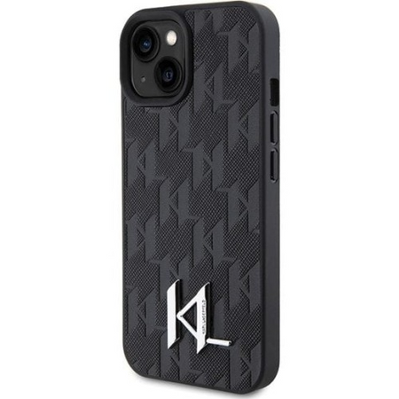 Karl Lagerfeld nakładka do iPhone 15 6,1" KLHCP15SPKLPKLK czarna HC Hot Stamp Monogram KL Metal Logo