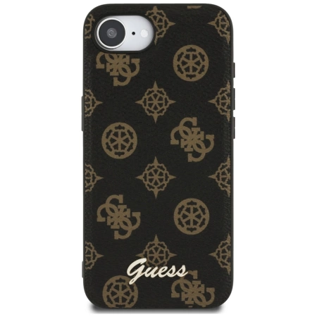 Guess Peony Script Logo MagSafe iPhone 16e Hülle Schwarz