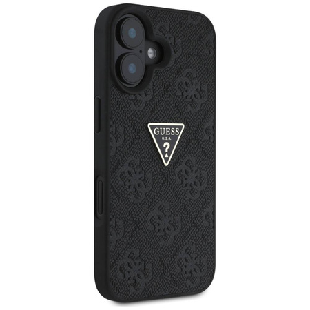 Case IPHONE 16 Guess Hot Stamp 4G Pattern Triangle Metal Logo black