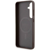 Guess 4G Collection Leder-Metall-Logo MagSafe-Hülle für Samsung Galaxy S24+ – braun