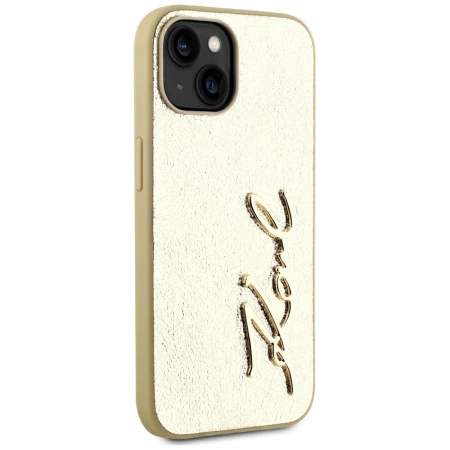 Karl Lagerfeld Wrinkled Metal Signature iPhone 15 Case - Gold