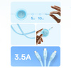 Baseus Bright Mirror 2 kabel przewód 3w1 USB Typ A - micro USB + Lightning + USB Typ C 3.5A 1.1m fioletowy (CAMJ010005)