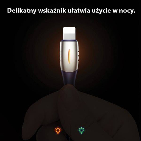 USAMS Kabel pleciony U-Tone lightning 1.2m Power-off 2A Fast Charging czarny/black SJ344USB01 (US-SJ344)