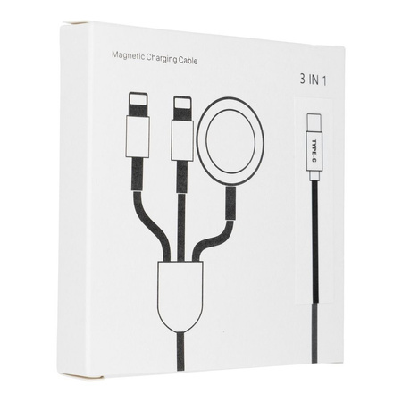 Kabel Typ C 3w1 do iPhone Lightning 8-pin + Typ C 2A + Apple Watch 3W 1A C3169 biały
