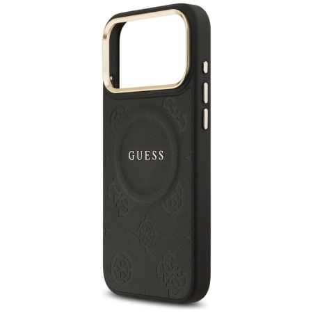 Etui Guess Peony Hot Stamp MagSafe na iPhone 17 Pro Max - czarne