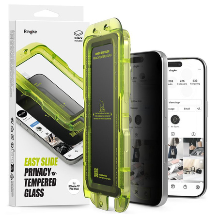 SZKŁO PRYWATYZUJĄCE RINGKE EASY SLIDE 2-PACK IPHONE 17 PRO PRIVACY