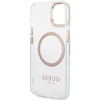 Original Case IPHONE 14 PLUS / 15 PLUS Guess Hard Case Metal Outline Magsafe gold