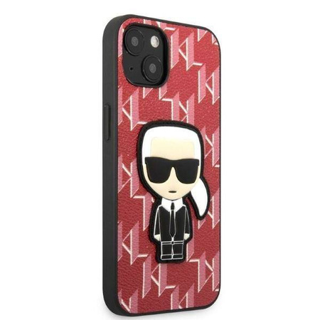 Original Handyhülle IPHONE 13 Karl Lagerfeld Hardcase Monogram Ikonik Patch rot