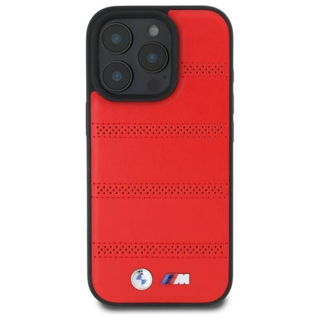 Oryginalne Etui IPHONE 16 PRO MAX BMW Hardcase M Perforated & Stitched Line MagSafe (BMHMP16X23PUSPR) czerwone