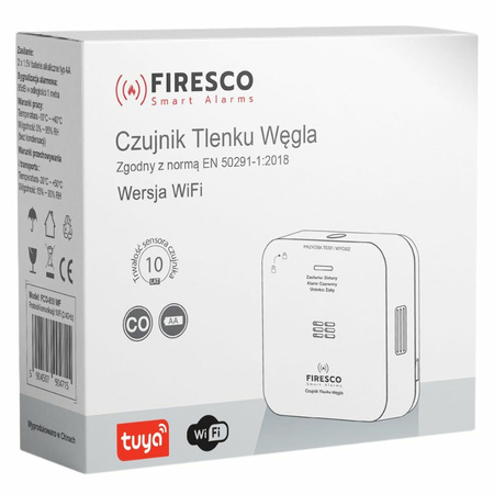 Czujnik tlenku węgla Firesco FCO-850 WF Wi-Fi Tuya Smart Life