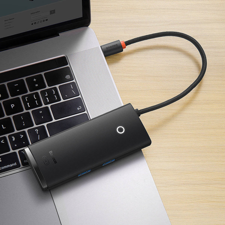 Baseus Lite Series multifunctional HUB USB Type C - 2 x USB 3.0 / USB Type C PD / HDMI 1,4 / SD / TF black (WKQX050101)