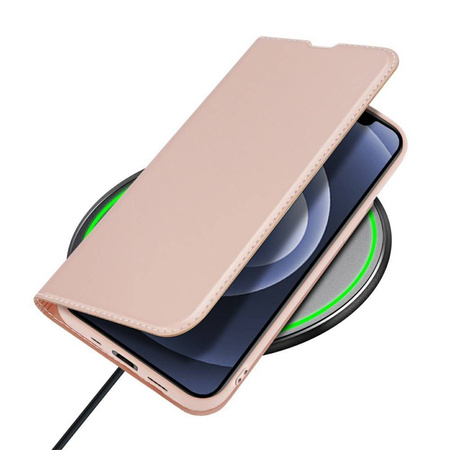 Etui IPHONE 13 MINI z klapką Dux Ducis skórzane Skin Leather jasny róż
