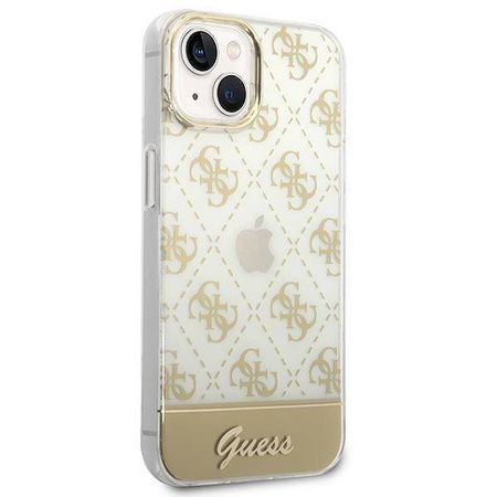 Original Case IPHONE 14 PLUS Guess Hardcase 4G Pattern Script gold