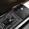 Hybrid Armor Camshield armored case for Samsung Galaxy S24 with camera cover - black