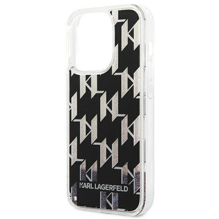 Original Case IPHONE 14 PRO Karl Lagerfeld Hardcase Liquid Glitter Monogram (KLHCP14LLMNMK) black