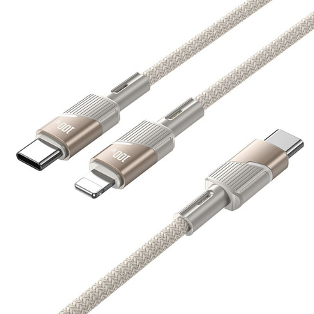 Kabel 2w1 USB C do USB C / USB C Hoco 5A 100W 1,2 m U139 złoty