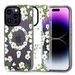 Case IPHONE 14 PRO Tech-Protect MagMood MagSafe White Daisy transparent