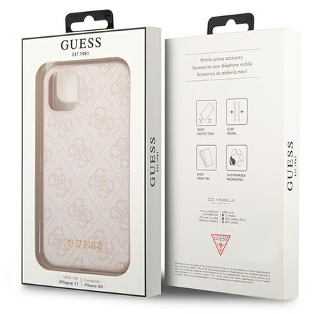 Guess 4G Metal Gold Logo – Etui iPhone 11 (różowy)