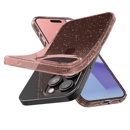 Etui Spigen Liquid Crystal Glitter na iPhone 15 Pro Max - różowo-przezroczyste
