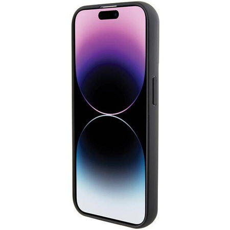 Karl Lagerfeld Gripstand Saffiano Choupette Pins Hülle für iPhone 15 Pro – Schwarz