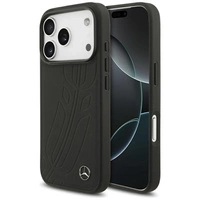 Etui Mercedes Leather Large Laurel Leave MagSafe na iPhone 17 Pro - czarne