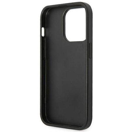 Guess Saffiano Metal Logo Stripes - Etui iPhone 14 Pro (czarny)