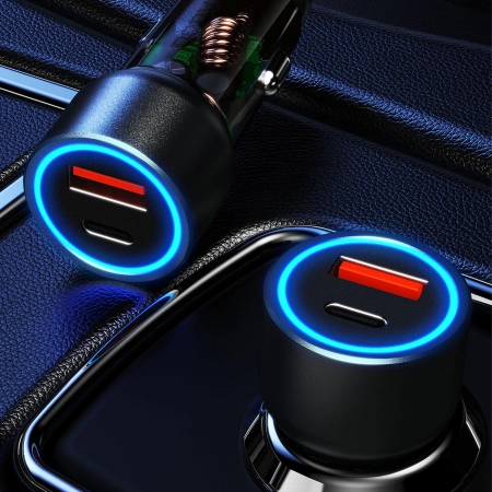 Dudao R4T 25W USB-A / USB-C Autoladegerät - Grau