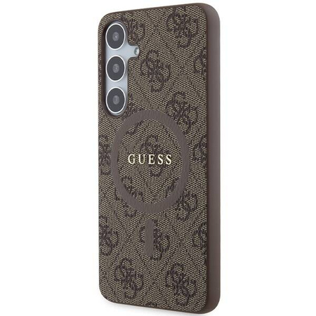 Guess 4G Collection Leather Metal Logo MagSafe case for Samsung Galaxy S24+ - brown