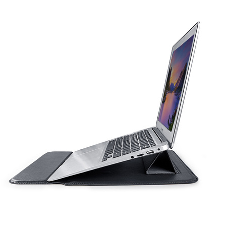 Devia etui pokrowiec do laptopa / MacBooka Ultra-Thin z funkcją podstawki 13,3'' wodoodporna sztuczna skóra czarny