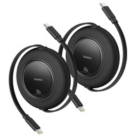 Kabel zwijany Baseus Free2Pull 100W USB-C - USB-C 2m (2 szt.) - czarny