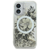 Original Case IPHONE 16 Guess Hardcase Liquid Glitter Flower MagSafe (GUHMP16SLFMWTE) beige