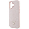 Guess Grained Hot Stamp Peony Triangle Logo MagSafe - Etui do iPhone 16 (różowy)