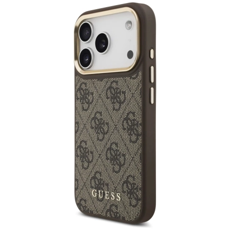 Etui Guess 4G z portfelem Magsafe na iPhone 17 Pro - brązowe