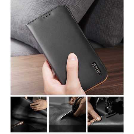 Dux Ducis Hivo Leather Flip Cover Genuine Leather Wallet for Cards and Documents iPhone 14 Plus Black