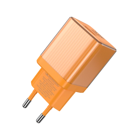 JELLICO wall charger EU55 GaN PD 33W 1xUSB-C + 1xUSB QC3.0 Orange