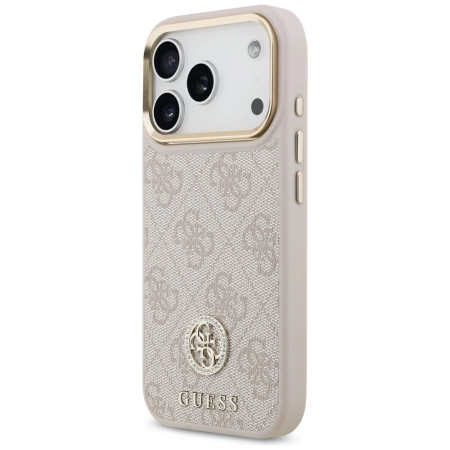 Guess 4G Strass Logo &amp; Big Strap Metal Buttons MagSafe Case für iPhone 17 Pro - Pink