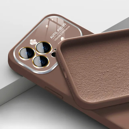 Soft Silicone Lens Case do Iphone 14 Pro brązowy