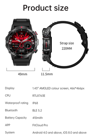 Blavec Smartwatch M07 Raptor HD AMOLED (SWM07-B) czarny