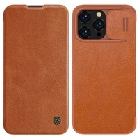 Nillkin Qin Leder Pro Hülle iPhone 14 Pro Kamera Cover Holster Cover Flip Case Braun